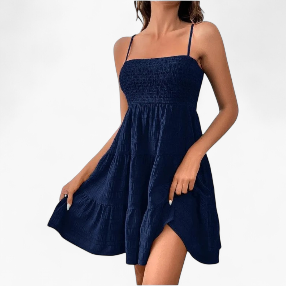 Vestido Fruncido - Azul Marino - principal