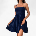 Vestido Fruncido - Azul Marino - principal
