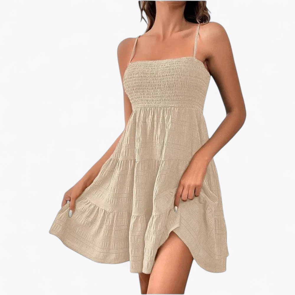 Vestido Fruncido - Beige - principal