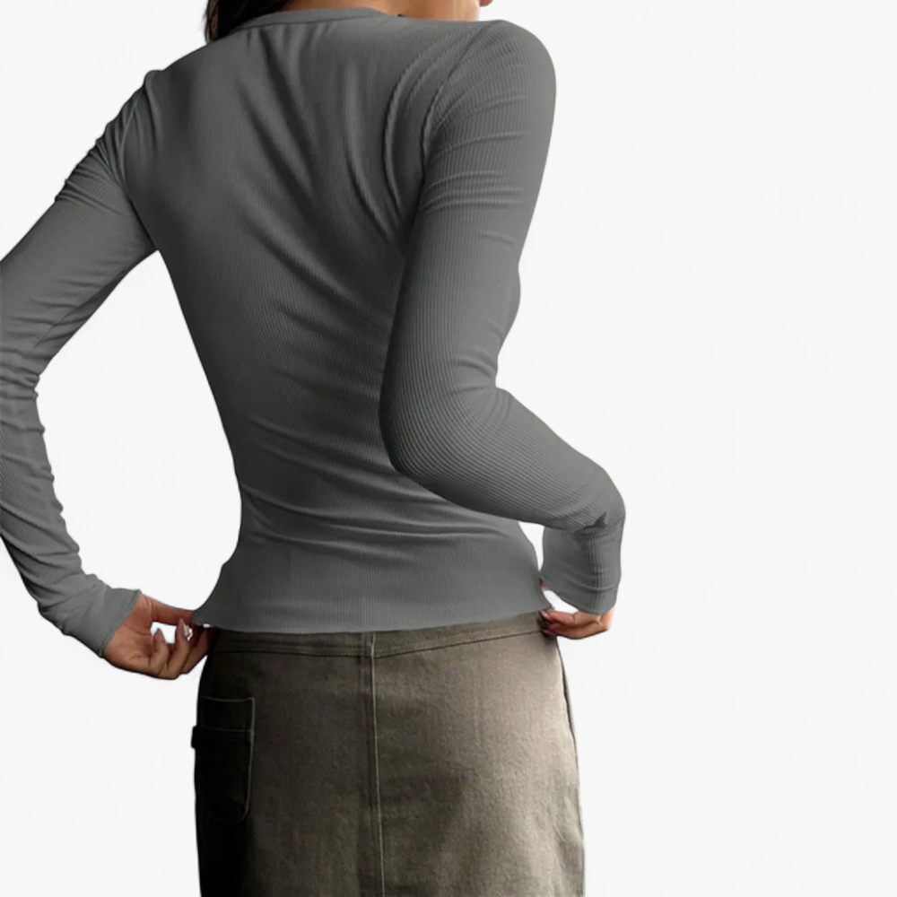 Camiseta Henley - Gris - principal 1