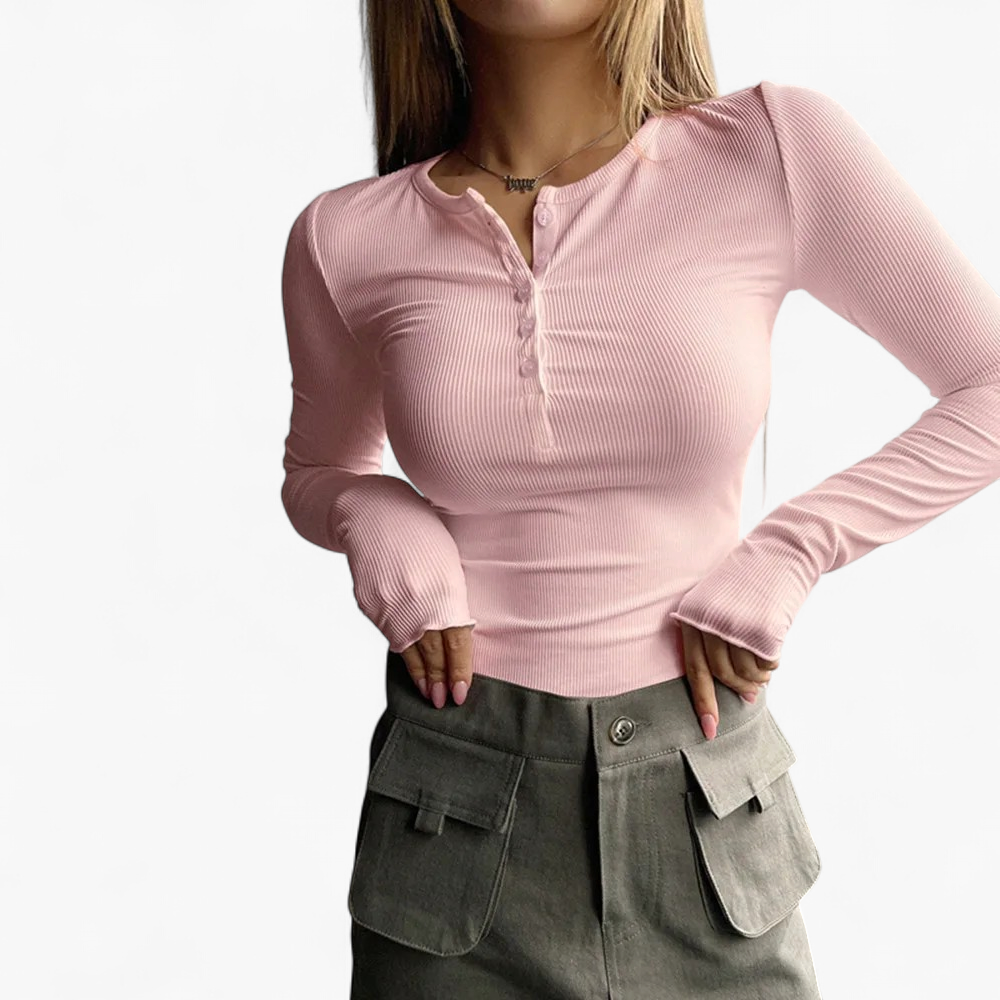 Camiseta Henley - Rosa - principal 1