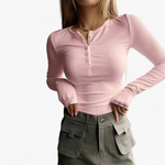 Camiseta Henley - Rosa - principal 1
