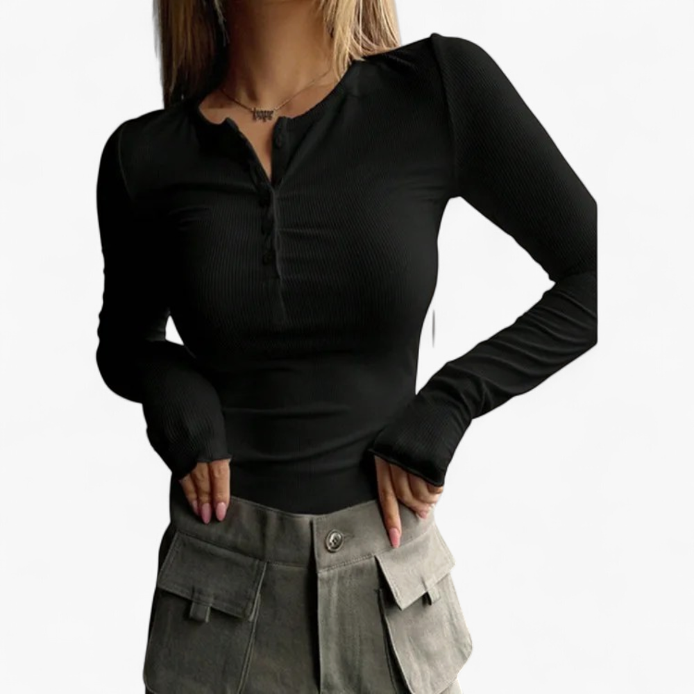 Camiseta Henley - Negro - principal 1