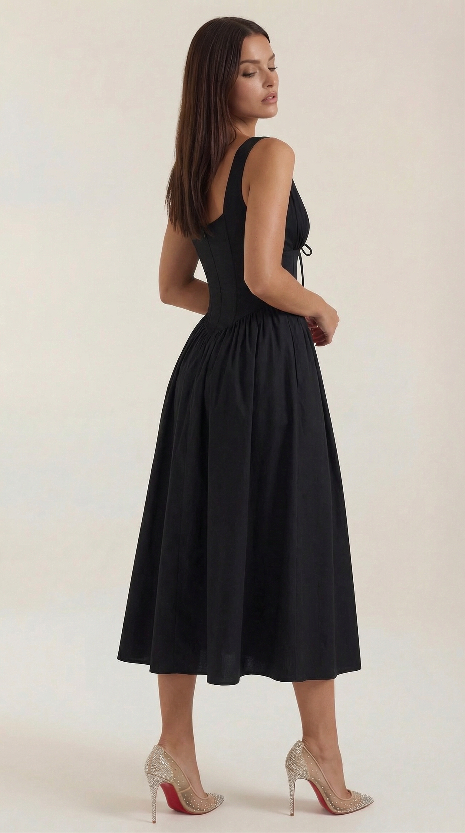 Vestido midi con escote en V