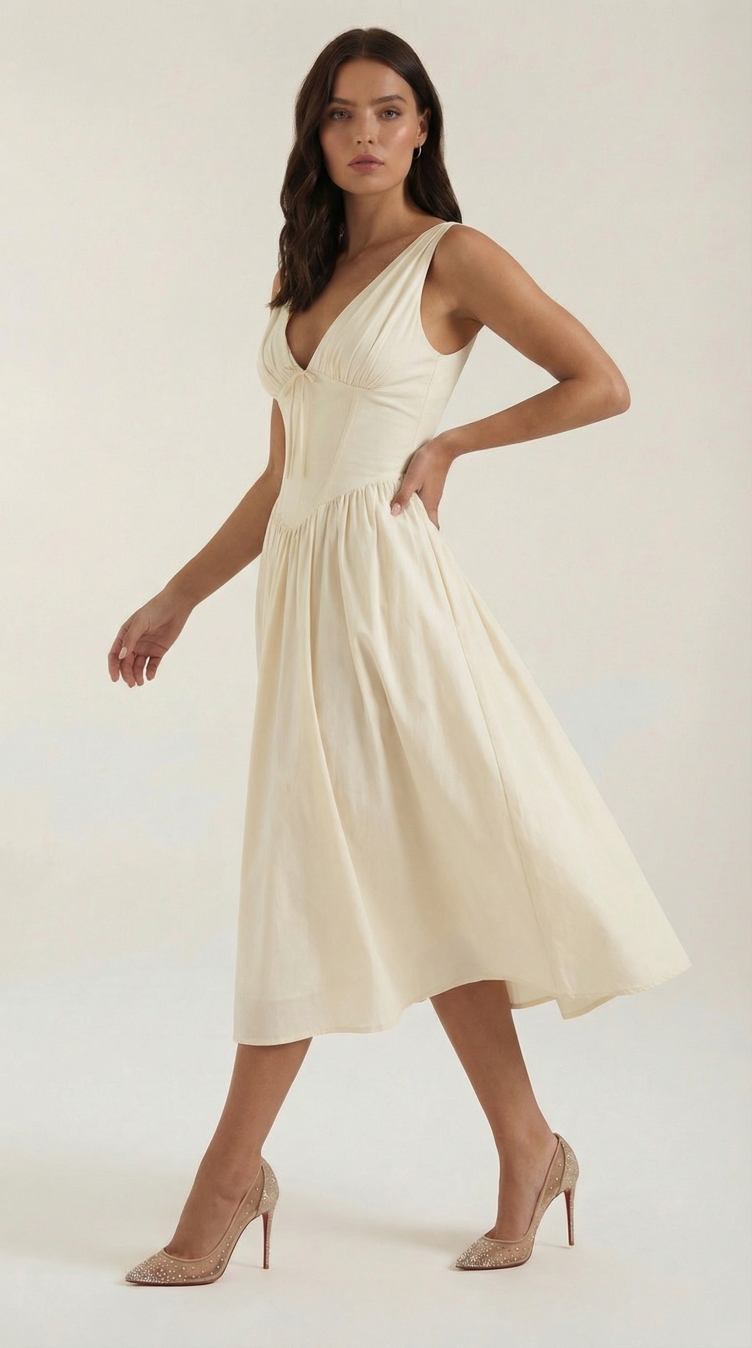 Vestido midi con escote en V