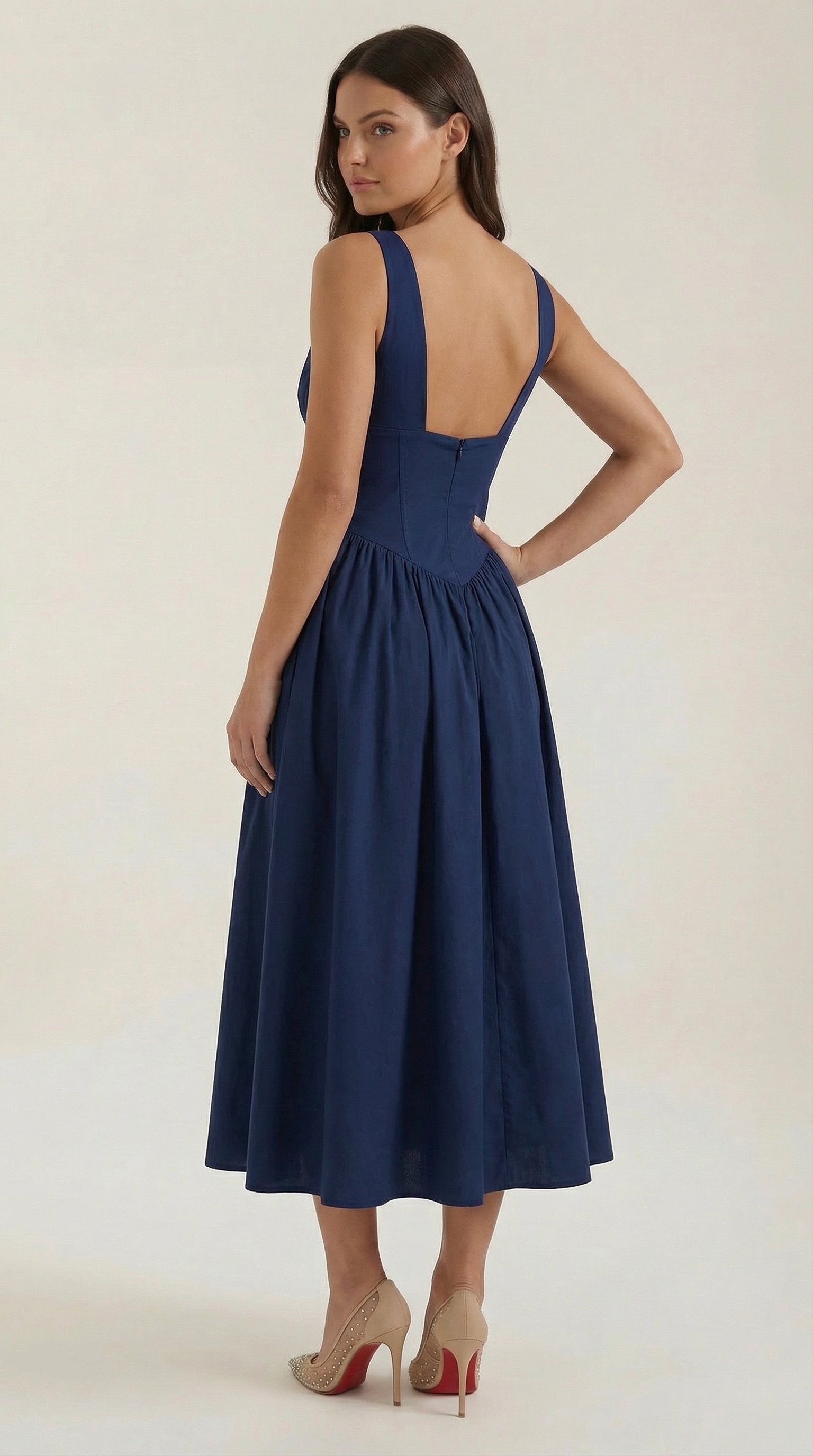 Vestido midi con escote en V