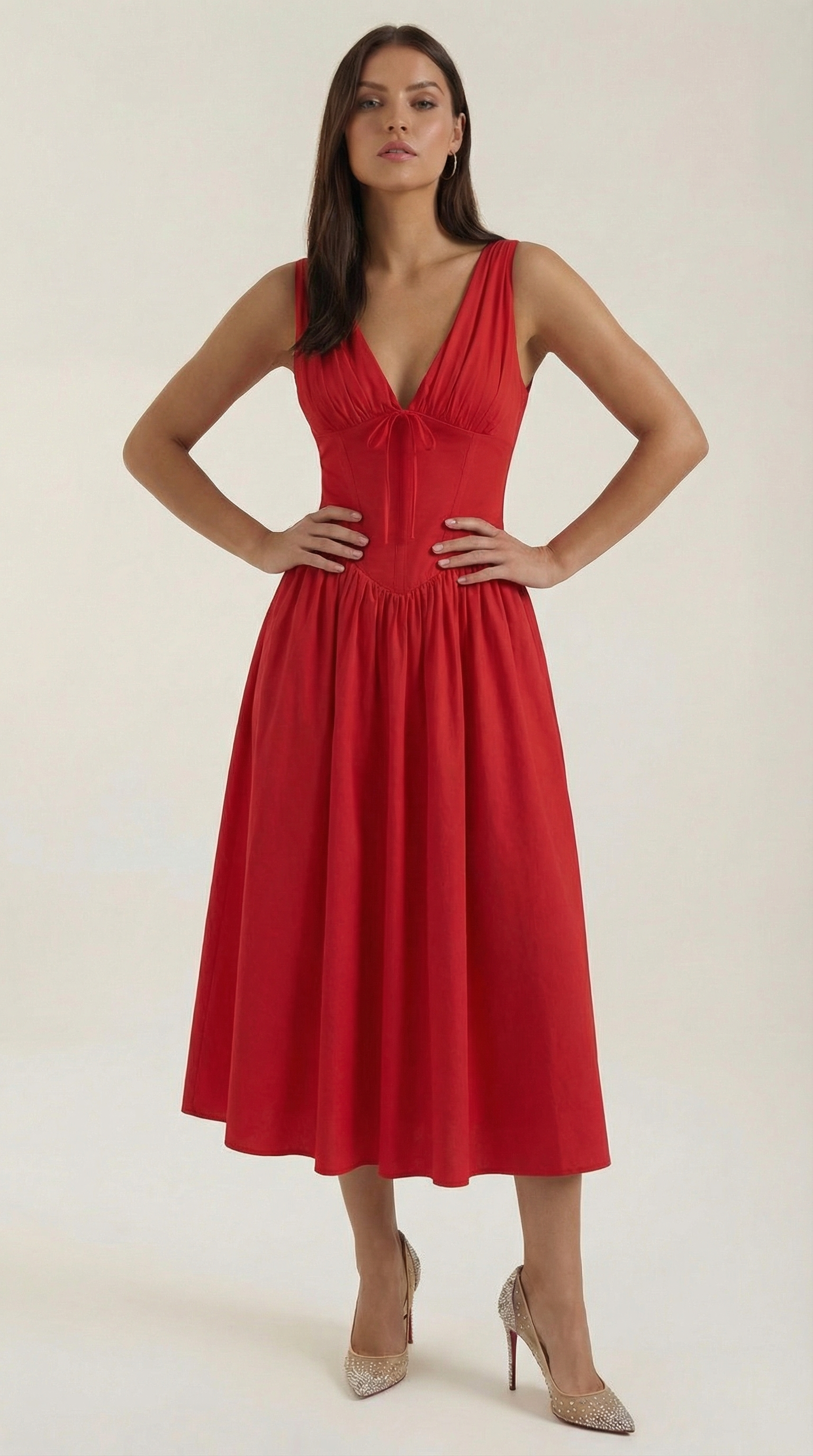 Vestido midi con escote en V