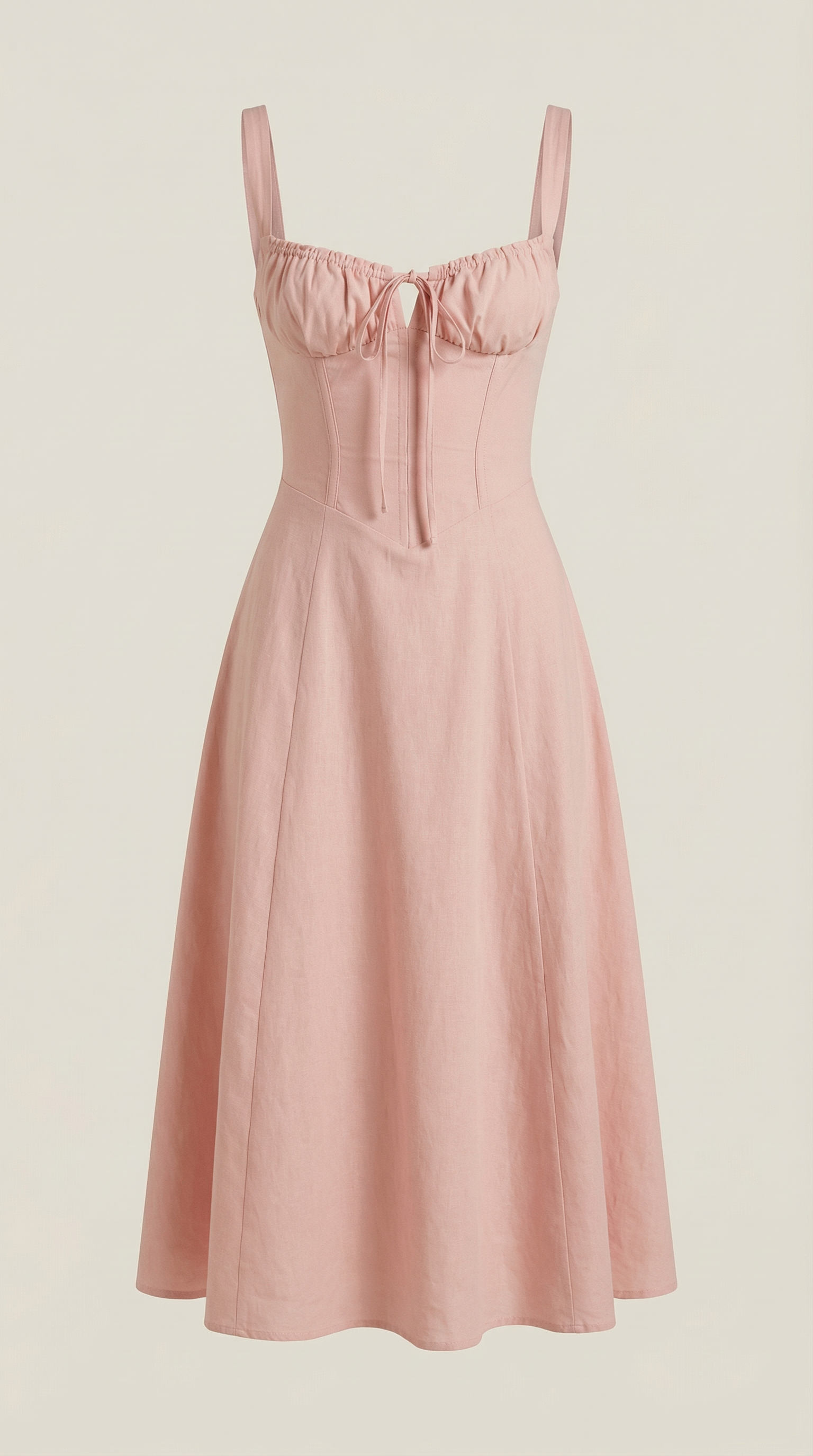 Vestido midi con detalle de cordones