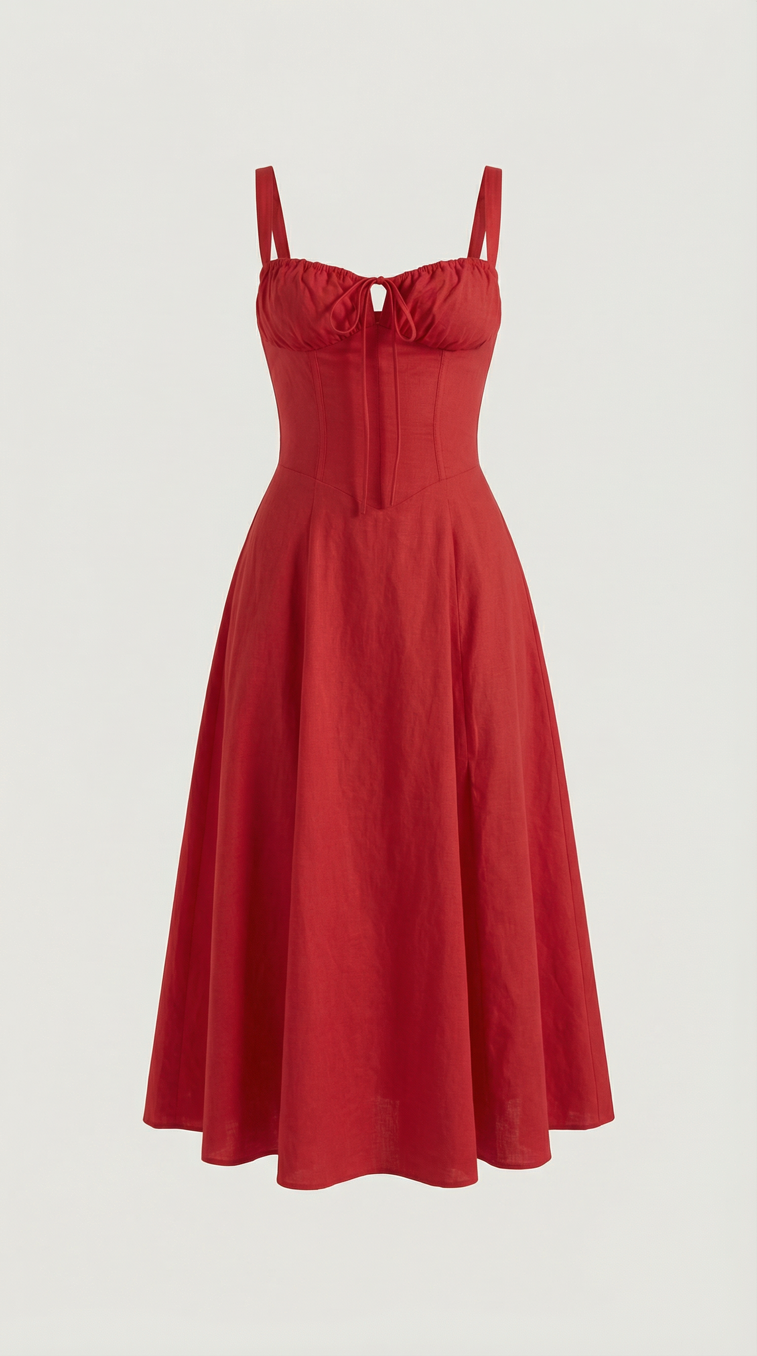 Vestido midi con detalle de cordones