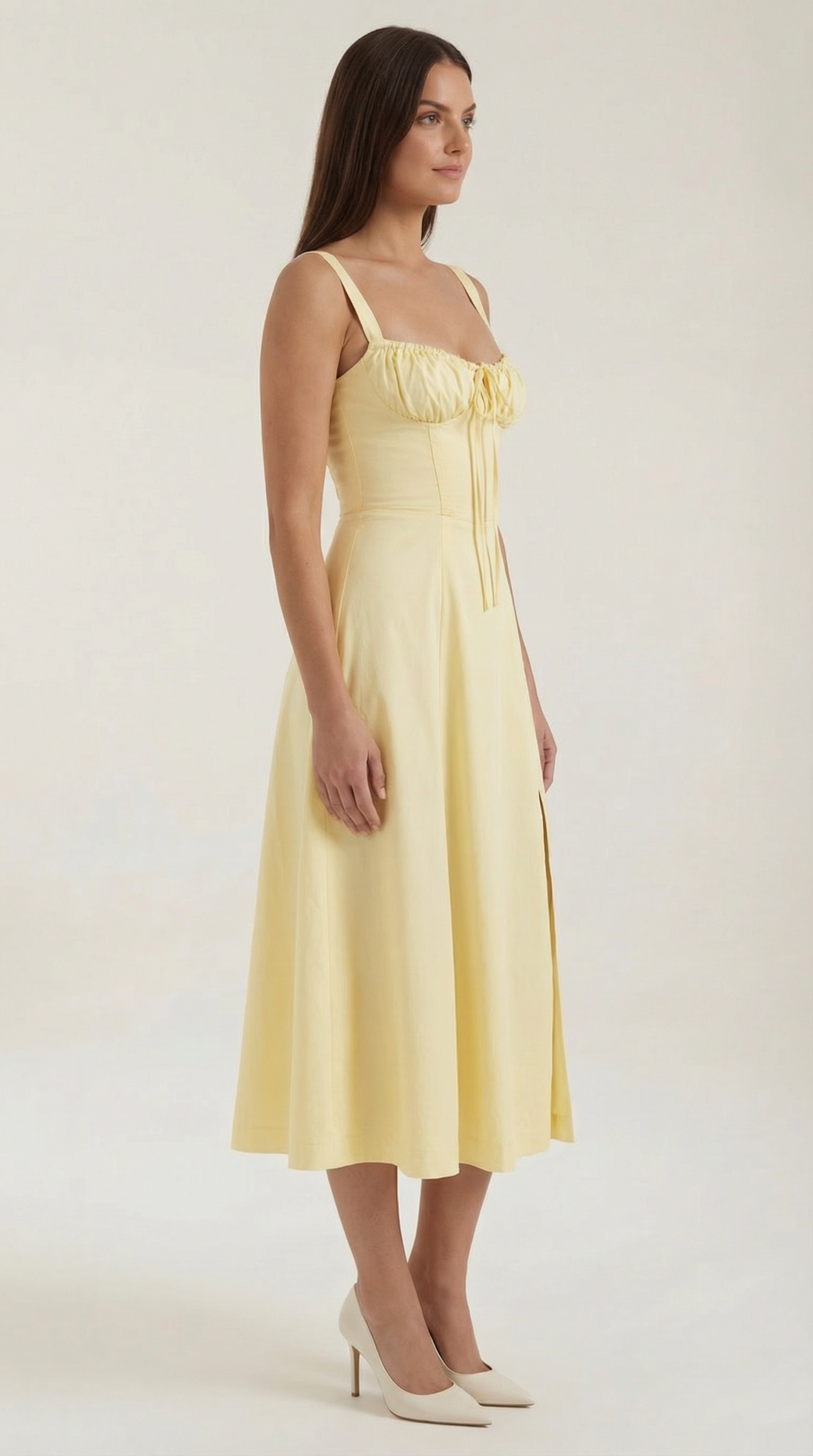 Vestido midi con detalle de cordones