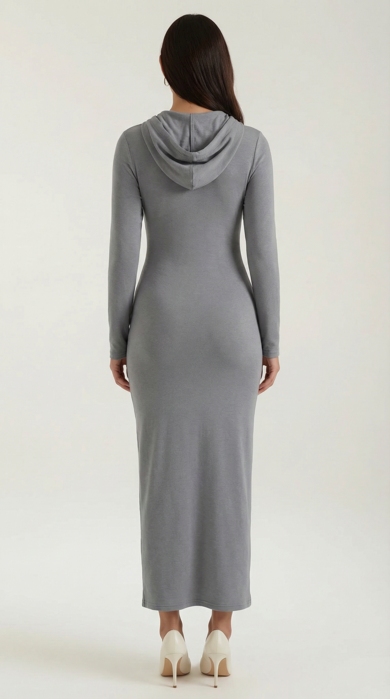Vestido largo ajustado con capucha