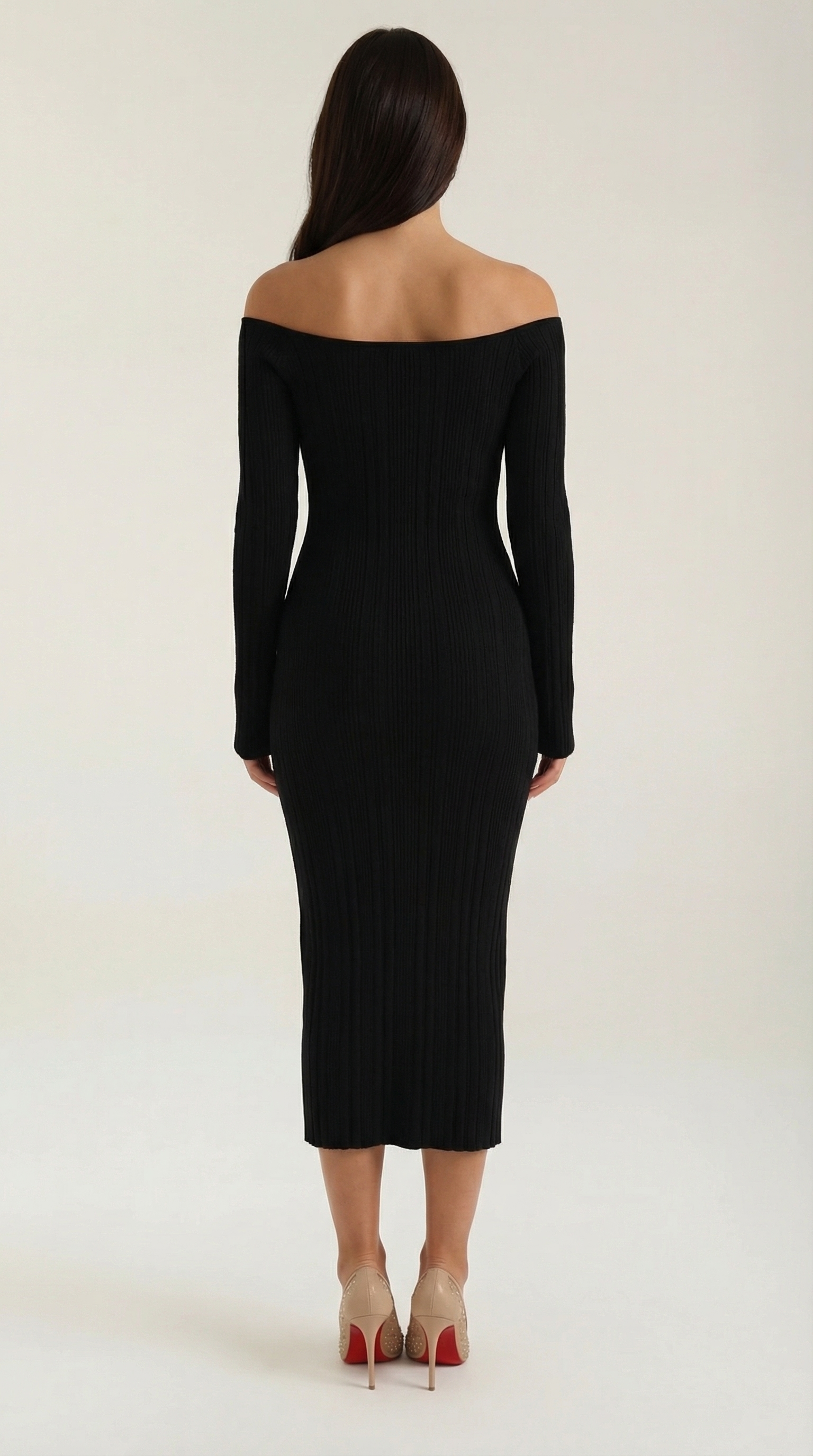 Vestido largo ajustado sin hombros