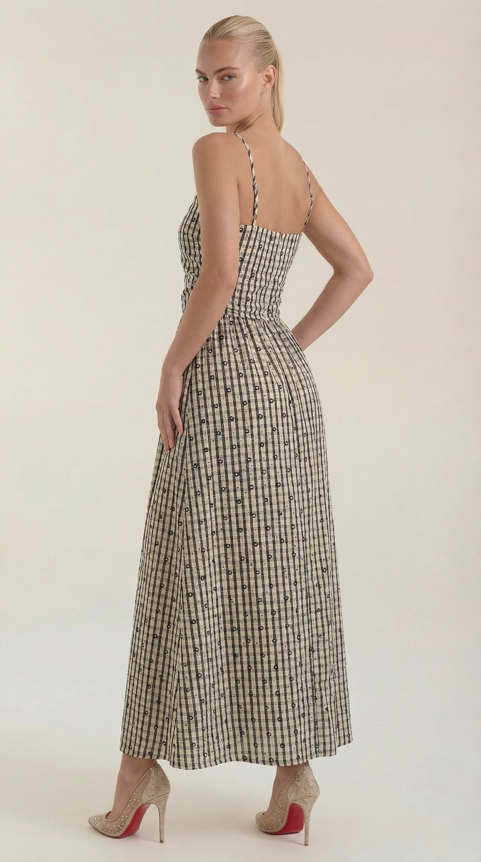 Vestido midi con escote cuadrado elegante