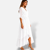 Vestido Largo Chifón Cruzado Elegante