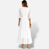 Vestido Largo Chifón Cruzado Elegante