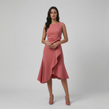 Vestido Midi Crepé Lazo Volante Cruzado