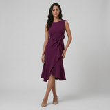 Vestido Midi Crepé Lazo Volante Cruzado