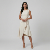 Vestido Midi Crepé Lazo Volante Cruzado