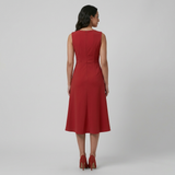 Vestido Midi Crepé Lazo Volante Cruzado