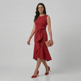 Vestido Midi Crepé Lazo Volante Cruzado