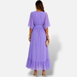 Vestido Largo Chifón Cruzado Elegante